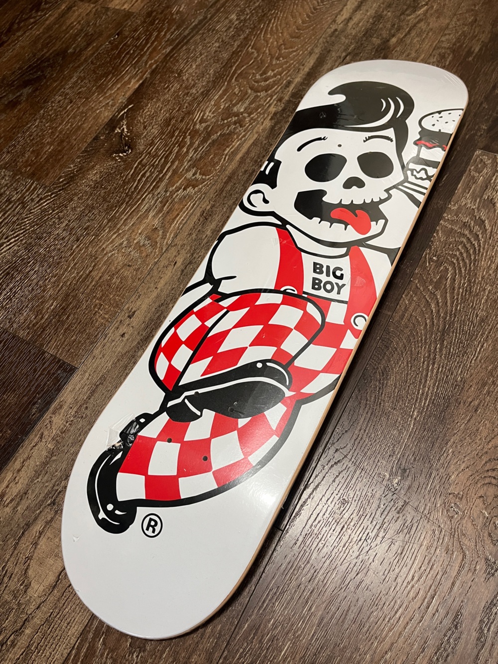 Big Boy Checkerboard Skateboard Deck in Red, Black & White